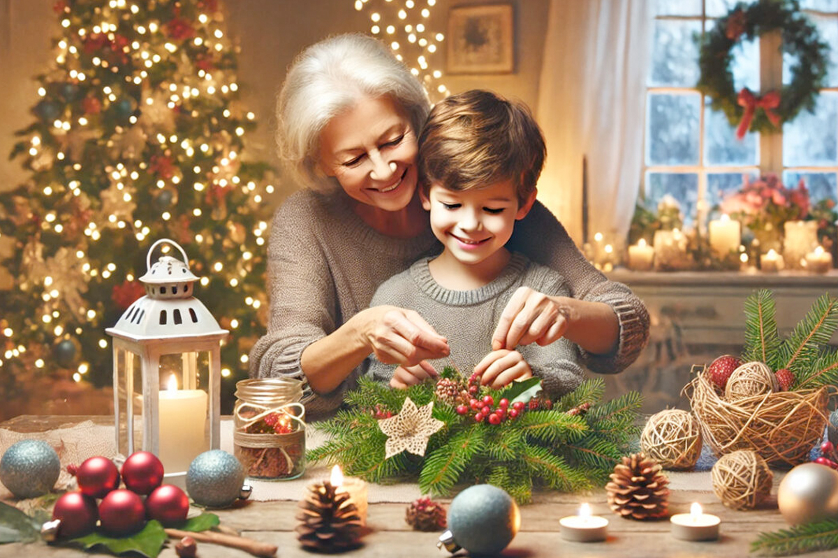 Kerststuk maken met kinderen