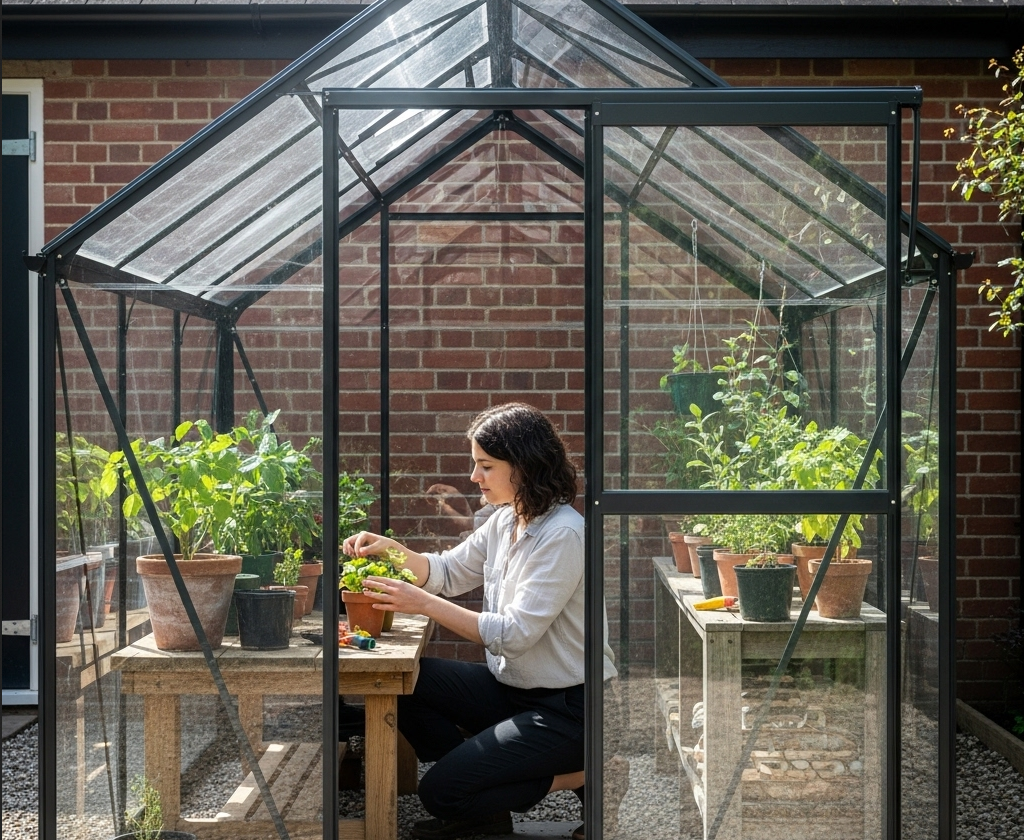 Zwarte aluminium tuinkas