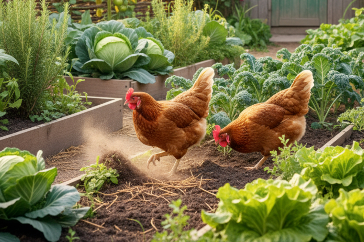 Kunnen kippen in de moestuin